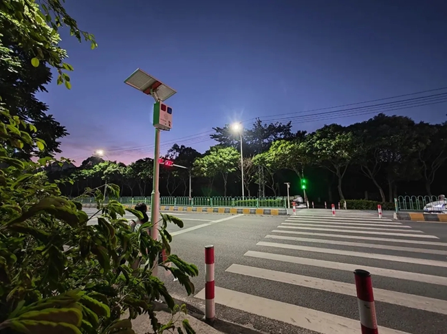 部分路口設(shè)立的“太陽能語音喊話器”