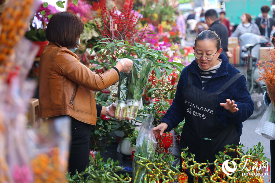 花卉市場迎來銷售旺季。人民網(wǎng)記者 陳博攝